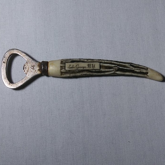 Vintage Bottle Opener Kitchen Vtg Lake Ny Antler Bottle